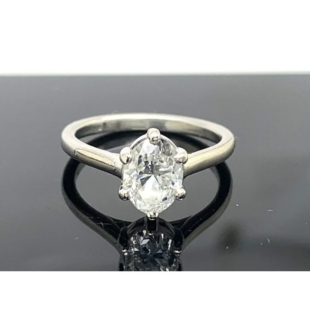 Engagement Ring Diamond 0.96ct GIA VS2 F Platinum Oval Solitaire Size 4.5